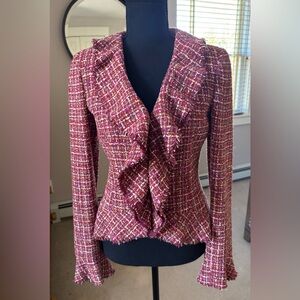 WALTER tweed‎ ruffled fringe blazer jacket women size 6